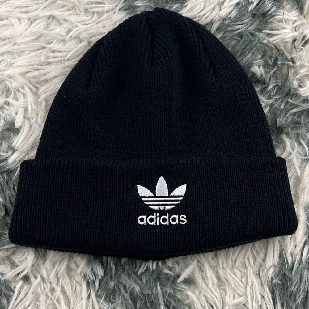 Adidas Adult Unisex Black White Beanie Hat One Size